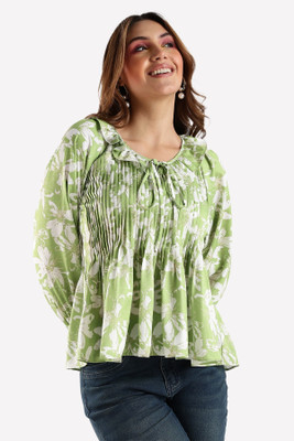 STENZO FASHION Casual Self Design Women Green Top