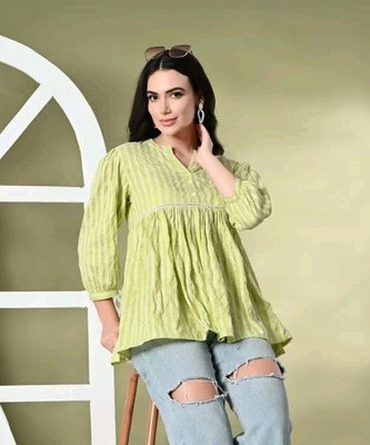 SHREE SHYAM FASHION Casual Striped Women Green Top