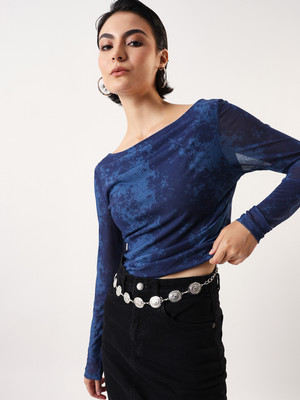 Hubberholme Casual Printed Women Blue Top