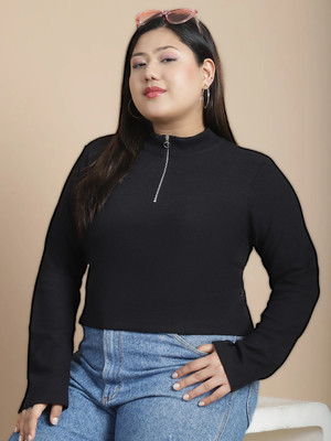 RIGO Casual Solid Women Black Top