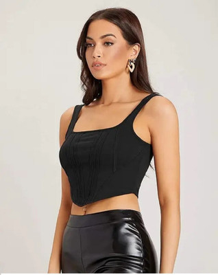 SPIRO Casual Solid Women Black Top