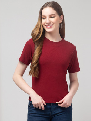 HouseOfCommon Casual Solid Women Maroon Top
