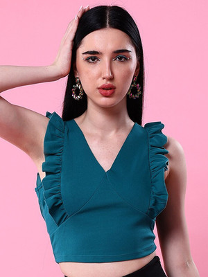 Freehand by The Indian Garage Co. Casual Solid Women Green Top