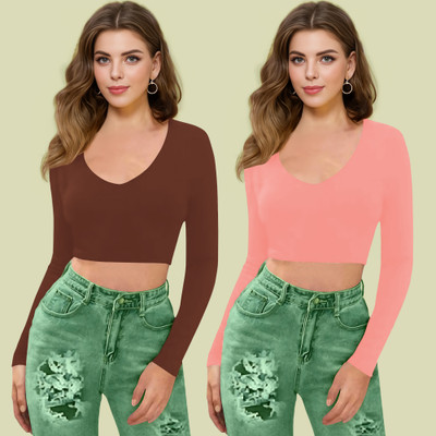 Maheshvi Casual Solid Women Pink Top