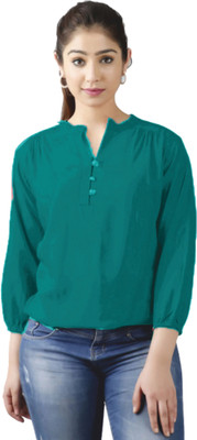 Djngkldjng Party Solid Women Light Blue Top