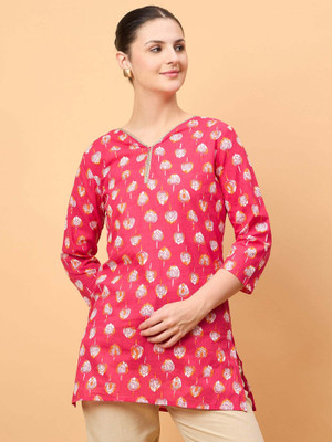 Neesh Casual Printed Women Red, White, Yellow Top