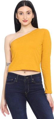 ROARERS Casual Solid Women Yellow Top