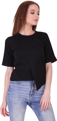 Styvibe Casual Solid Women Black Top