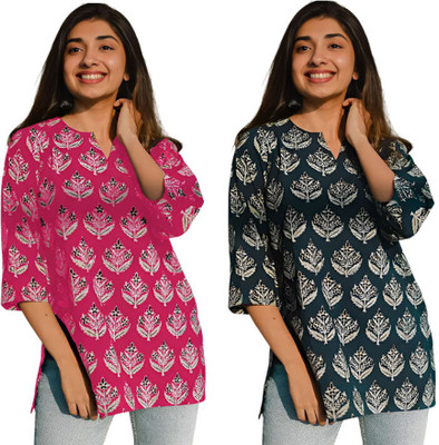 ak fashion mall Casual Printed, Ethnic Motifs Women Pink Top