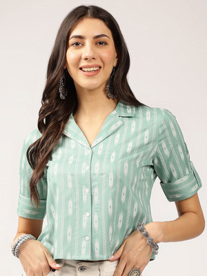 ANOUK Casual Printed Women Green, White Top
