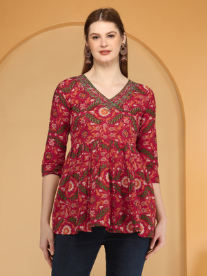 AMN ART Casual Printed Women Red Top