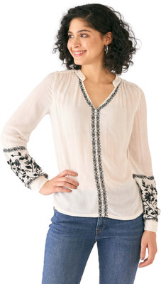 SALT ATTIRE Formal Embellished Women White Top