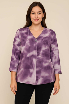 progreto Casual Tie & Dye Women Purple Top