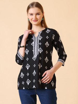 SANGOURI Casual Printed Women Black Top