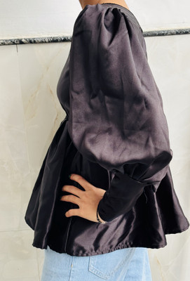 Akshay Yogi Casual Solid Women Black Top