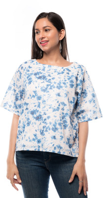 PANCHAKANYA Casual Printed Women White Top