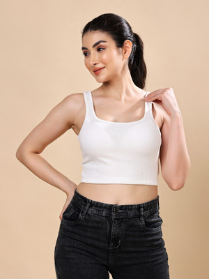 Moda Rapido Casual Solid Women White Top