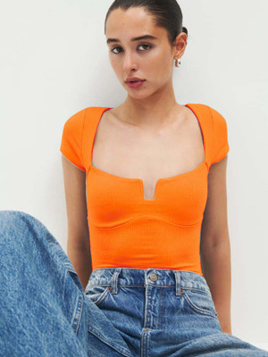Redamancii Casual Solid Women Orange Top
