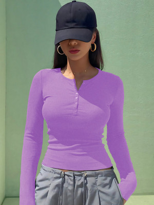 NAVYANKAA Casual Self Design Women Purple Top
