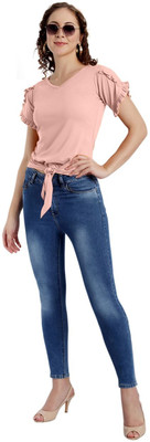 darshak creation Casual Solid Women Pink Top