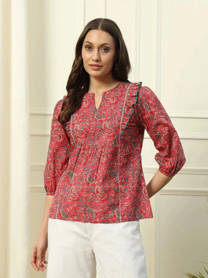 FIORRA Party Printed Women Red Top