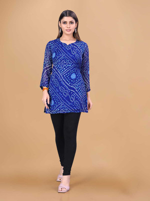 Nidhi art Casual Printed Women Blue Top