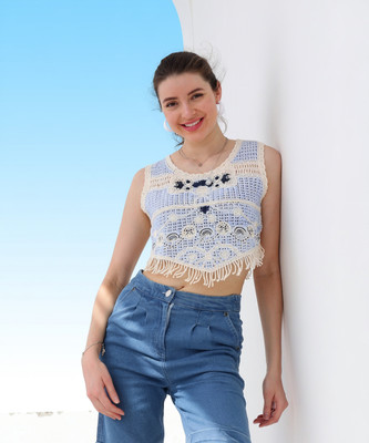 Boho By Athena Casual Printed Women Blue Top