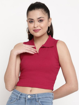 METRONAUT Casual Self Design Women Maroon Top