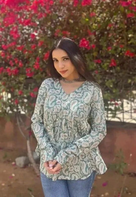GXS Casual Printed Women Blue Top