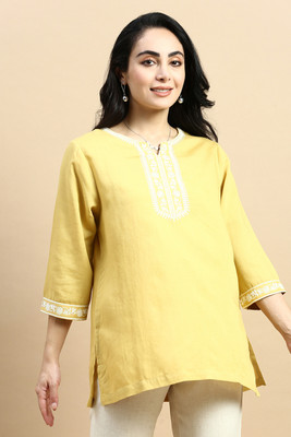 De Moza Casual Printed Women Yellow Top
