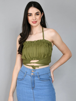 Azzurra Party Solid Women Green Top
