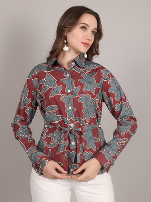 POSHAAK BY RADHI Casual Floral Print Women Brown Top