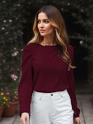 OUTZIDR Casual Solid Women Red Top