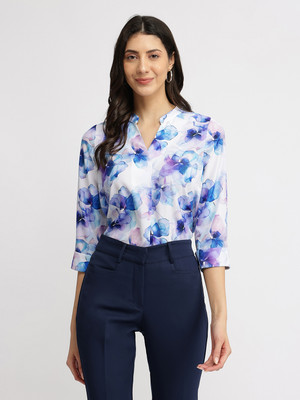 Fable Street Casual Printed Women Blue Top