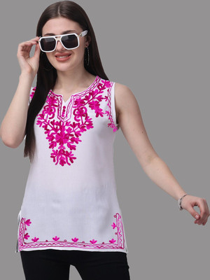 AMODERNFASHION Casual Embroidered Women Pink Top
