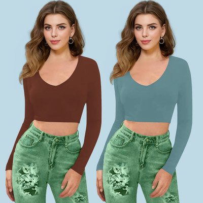 NAVYANKAA Casual Solid Women Light Blue Top