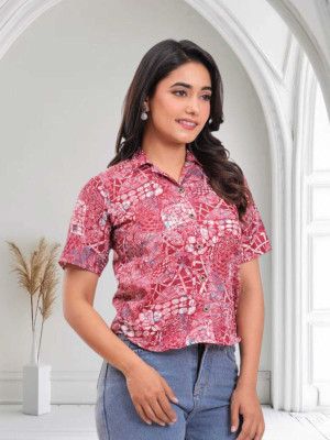 Labhanshi Creation Casual Printed Women Red Top