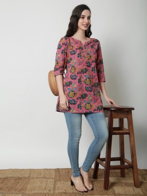 Janakdulari Creation Casual Printed Women Pink Top