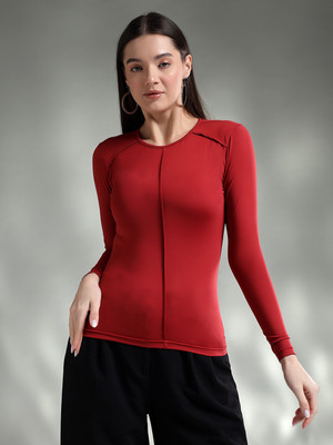 KOTTY Casual Solid Women Red Top