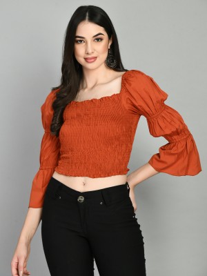 PRETTY LOVING THING Casual Solid Women Brown Top