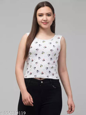 Whitewhale Casual Printed Women White Top