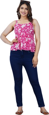 vidhi's creation Casual Printed Women Pink, White Top