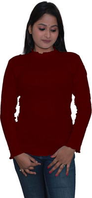 Mr Lier Casual Solid Women Maroon Top