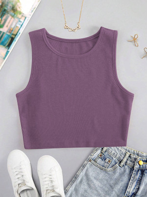 CILIMILI Casual Self Design Women Purple Top