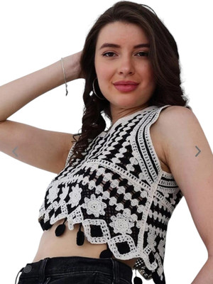 Emprace Casual Embroidered Women Black Top