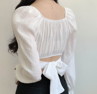Asadgarmant Casual Self Design Women White Top