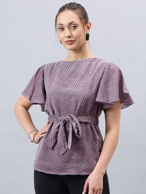 Style Quotient Casual Self Design Women Grey Top