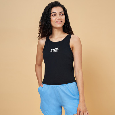 Ajile By Pantaloons Casual Printed Women Black Top