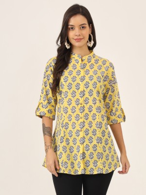 DIVENA Casual Floral Print Women Yellow Top