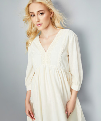 MAX Casual Printed Women Beige Top